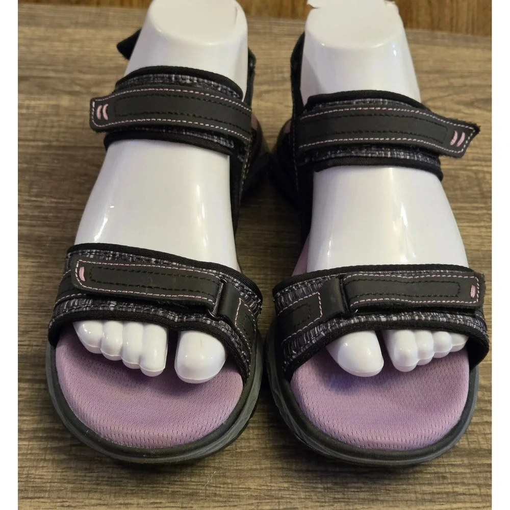 Dr Scholls Anna Sandals Womens Size 6.5‎ Black Purple Adjustable
